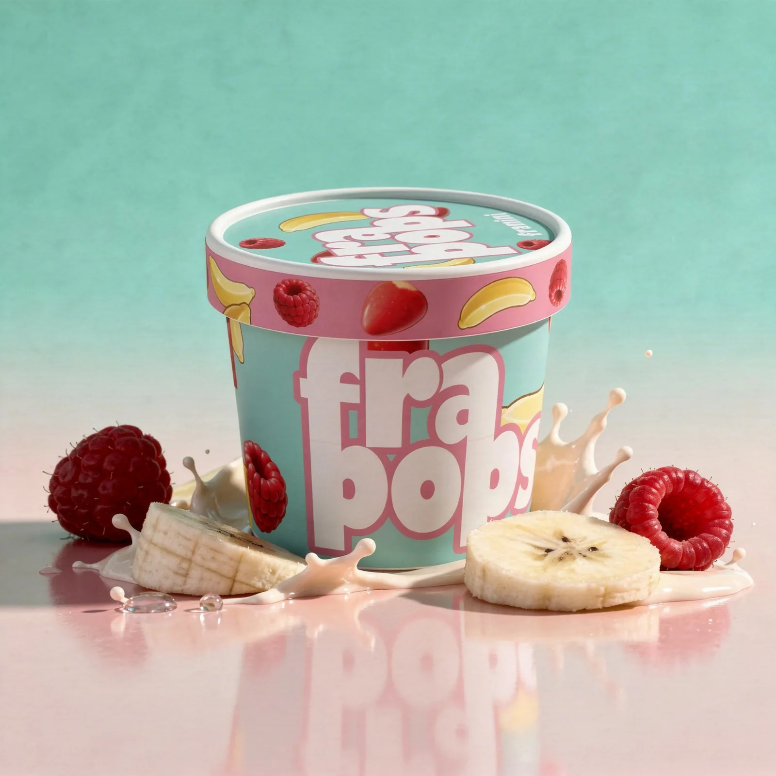 FRAMINI FraPops - Tiefkühldesserts in Fruchtoptik, Fruchtcreme in weißer Schokolade, 120g Becher