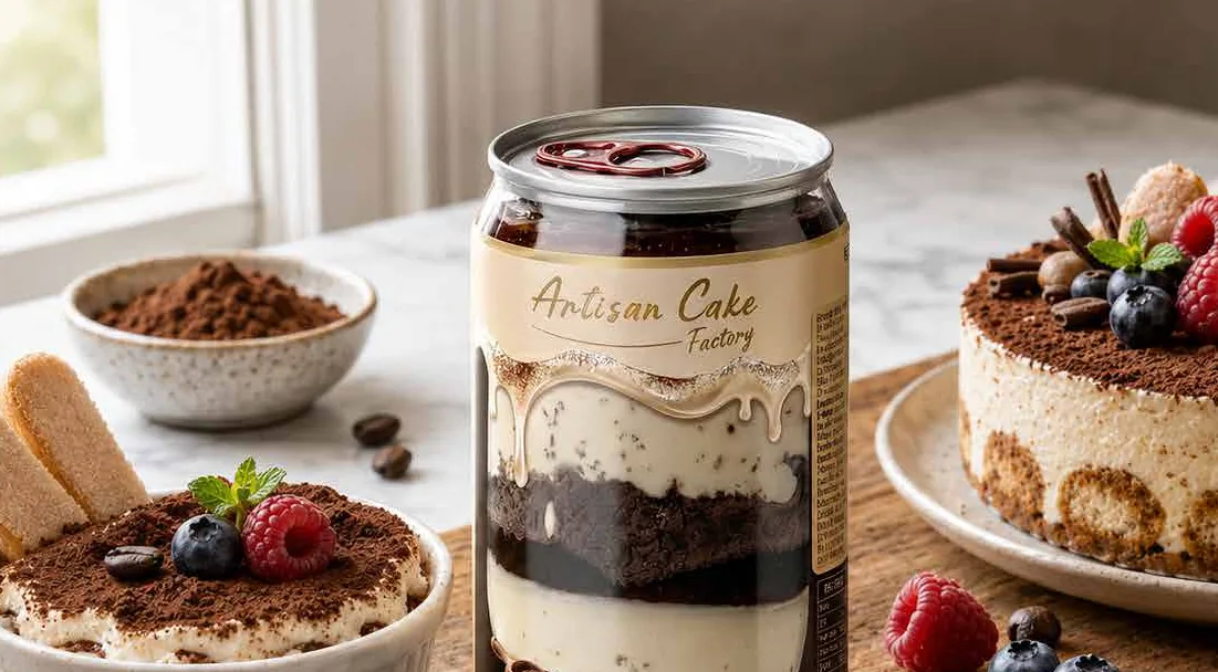 Gourmet Layer Cake Tiramisu – can with mascarpone cream, coffee-soaked sponge and cocoa