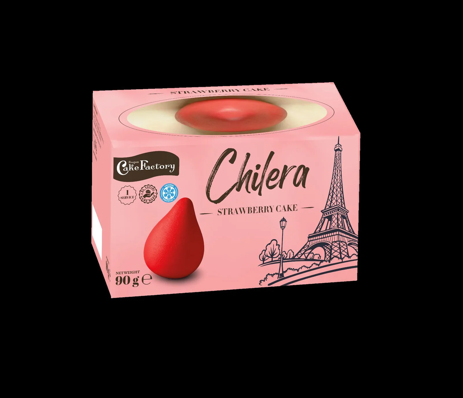Chilera Strawberry Cake – Kuchen in Erdbeerform mit rosa Faltschachtel