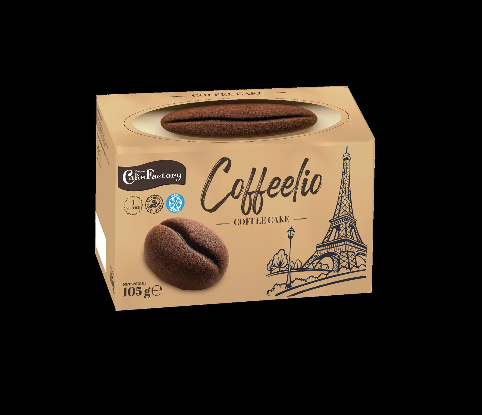 Coffeelio Coffee Cake – Kuchen in Form einer Kaffeebohne mit Faltschachtel