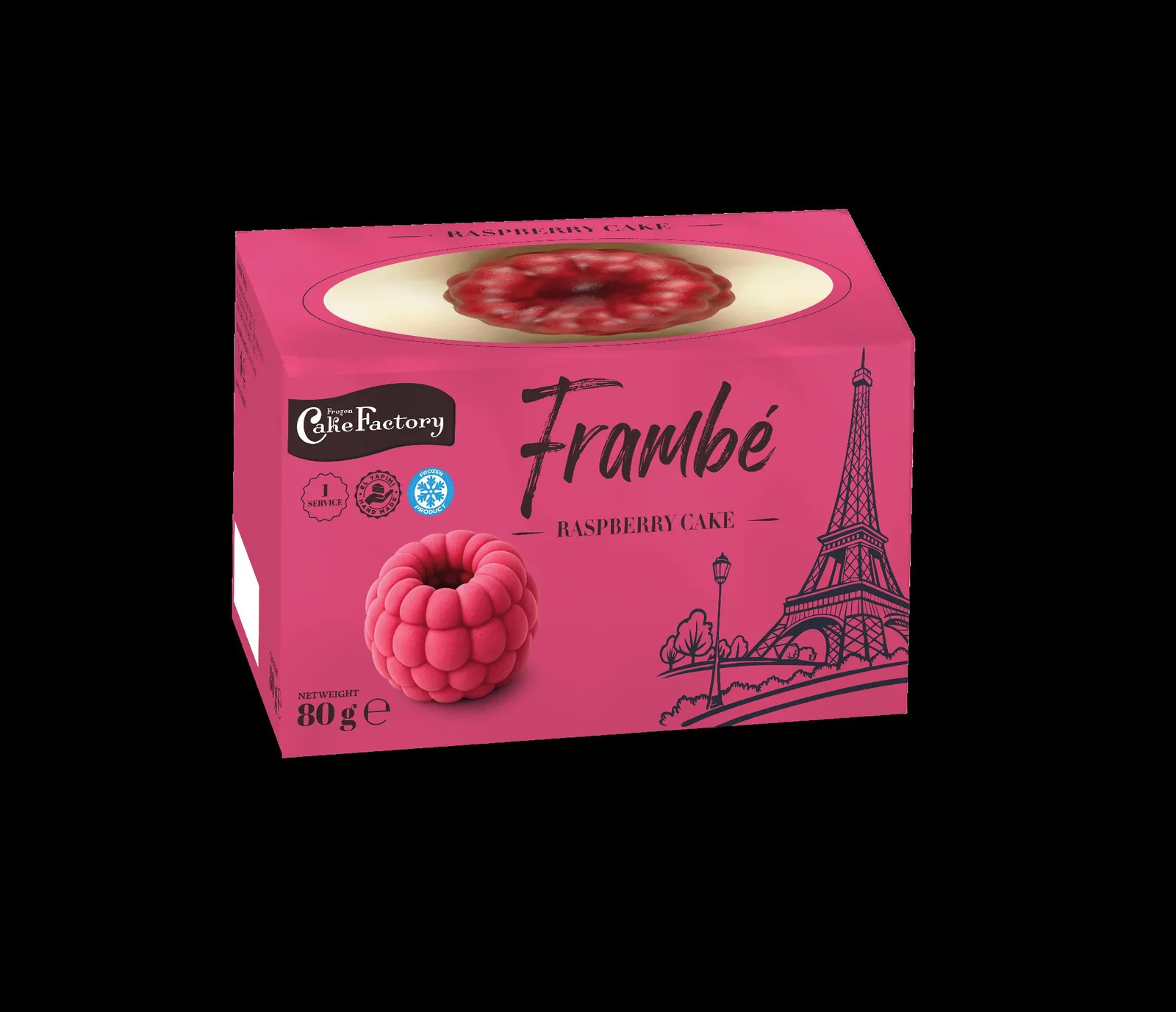 Frambé Raspberry Cake – Kuchen in Himbeerform mit pinker Faltschachtel