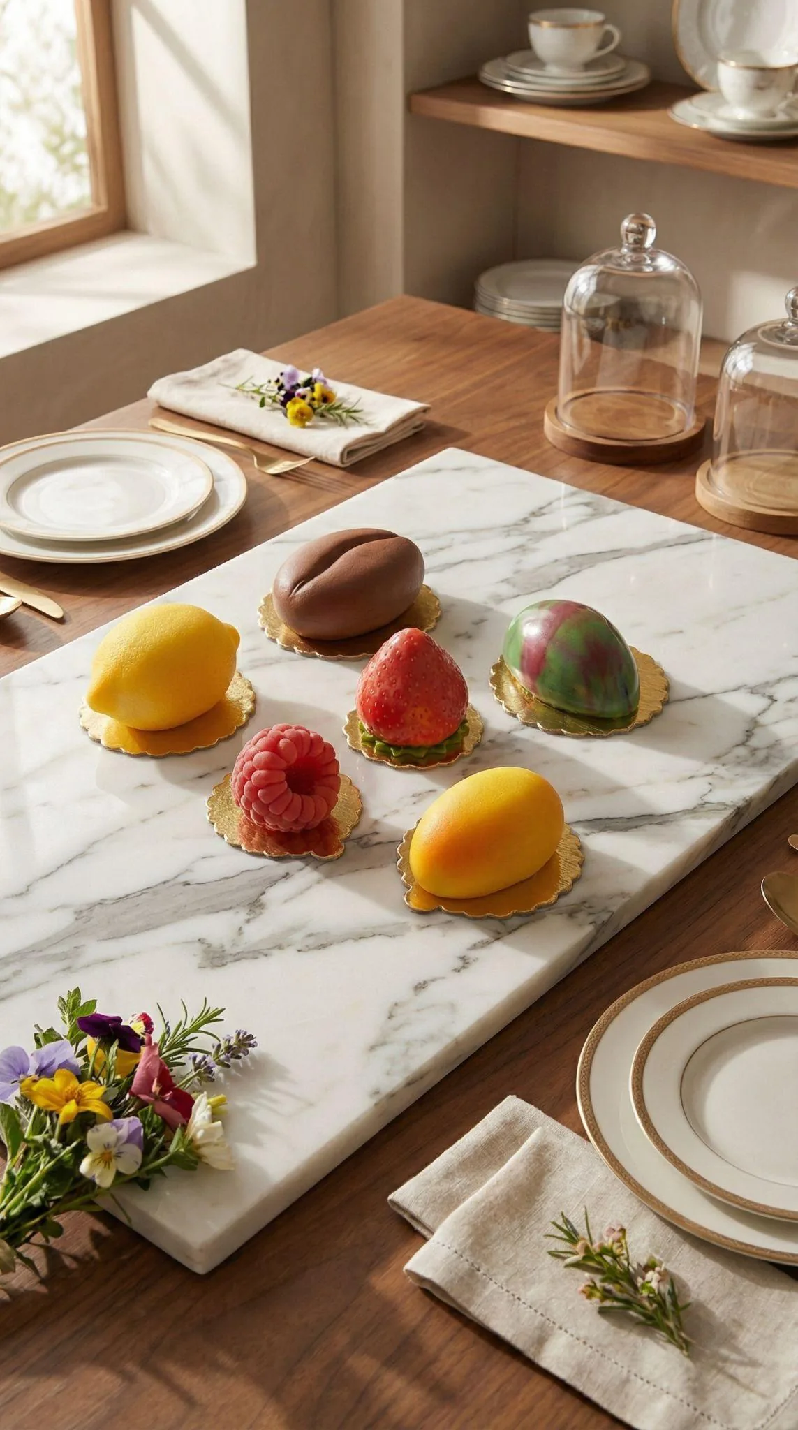 Fruit Shape Cakes auf einem gedeckten Tisch – Hochformat aus dem Salesfolder 2026