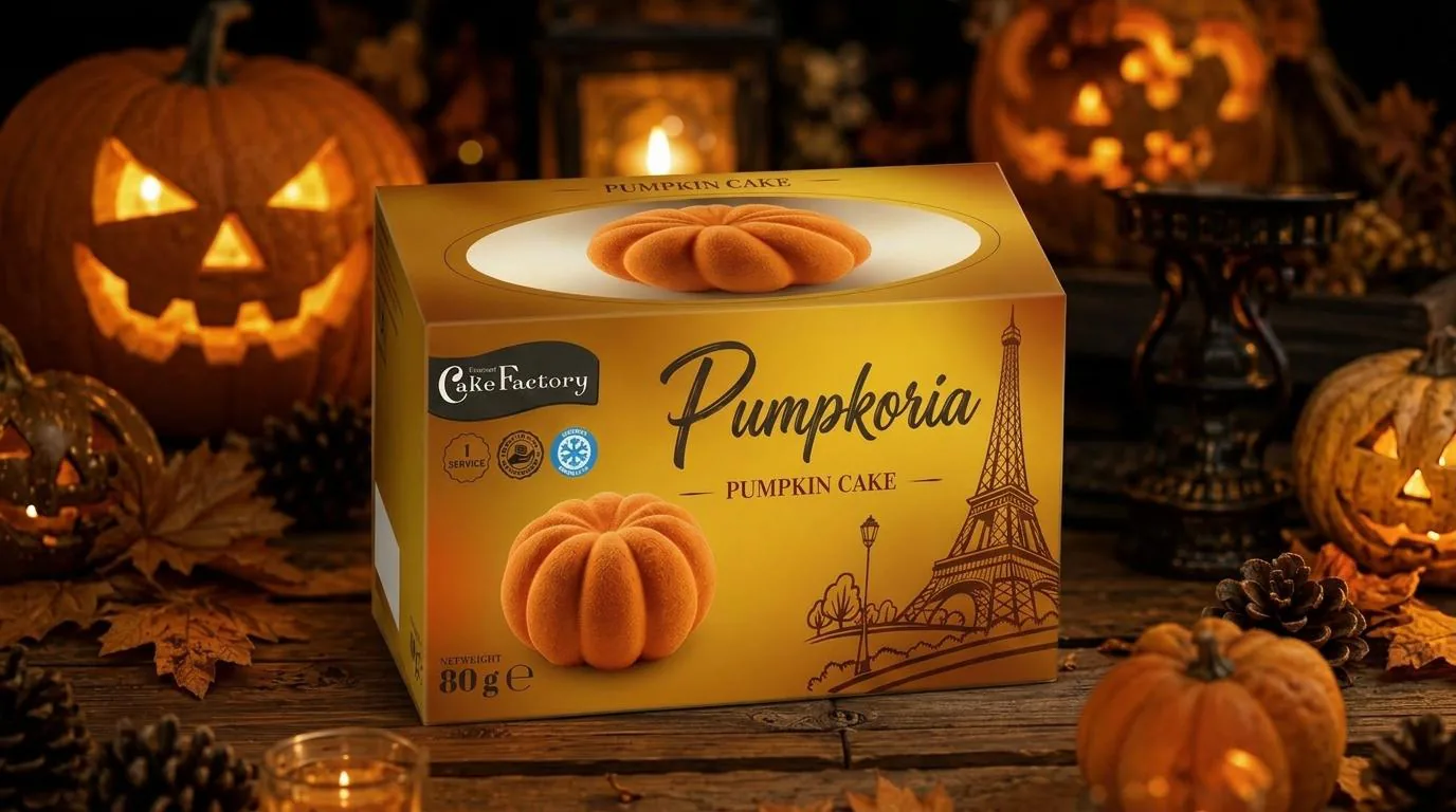 Pumpkoria Halloween-Faltschachtel mit Sichtfenster – Vorabmuster des Herstellers