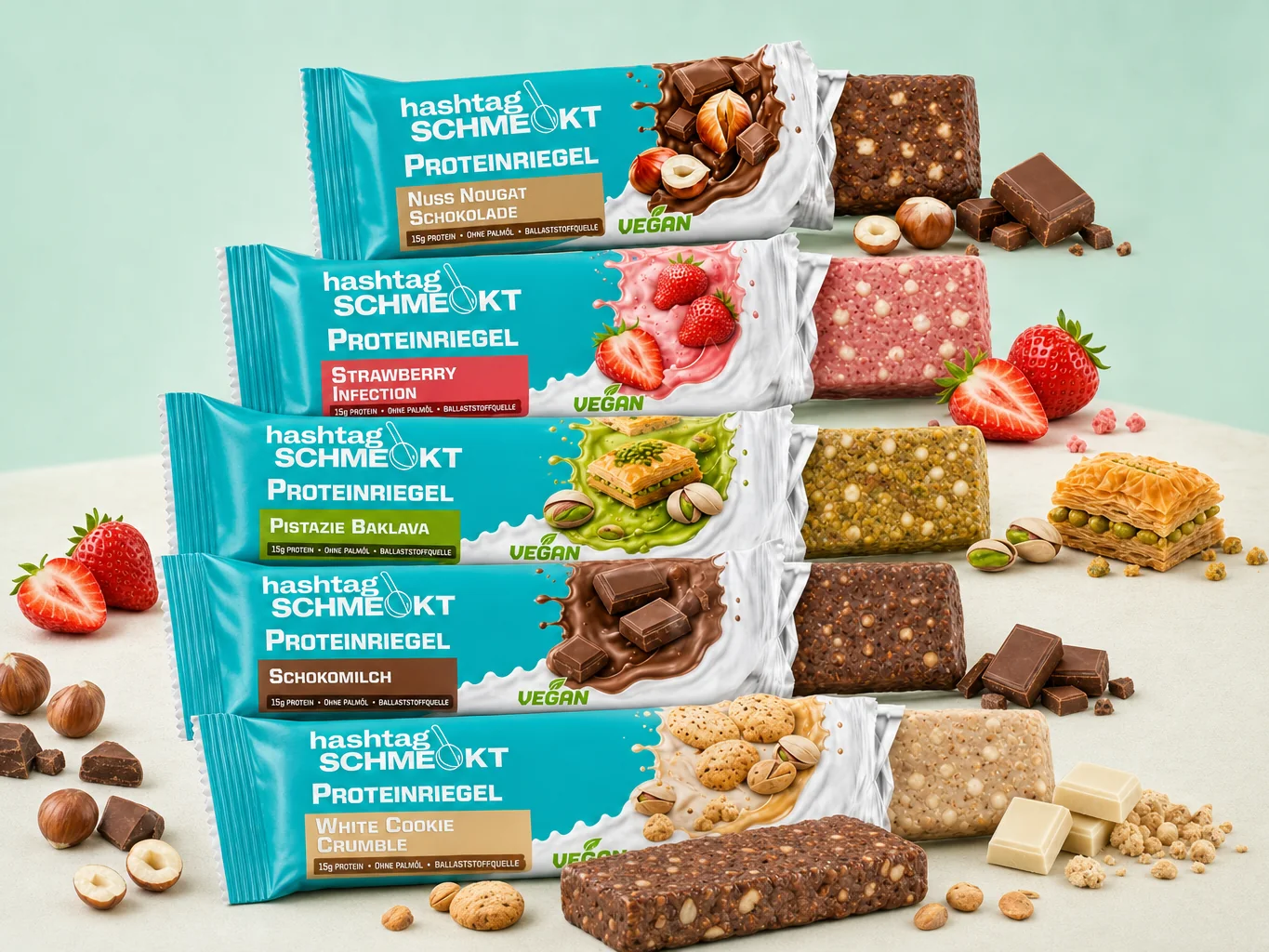 #schmeckt Proteinriegel – 5 vegane Sorten, 15g Protein, ohne Palmöl