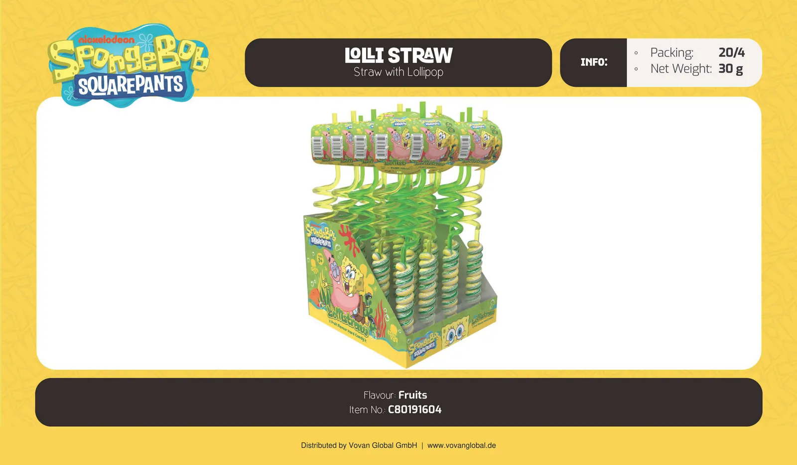 Lolli Straw SpongeBob - Trinkhalm mit Lollipop-Spirale