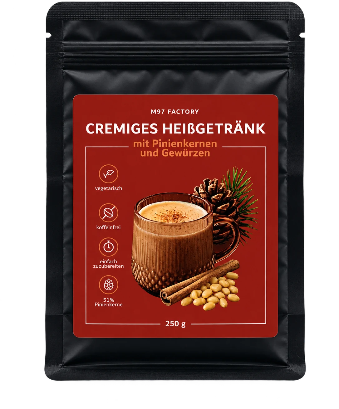 M97 Factory creamy hot drink with pine nuts and spices, 250 g pouch