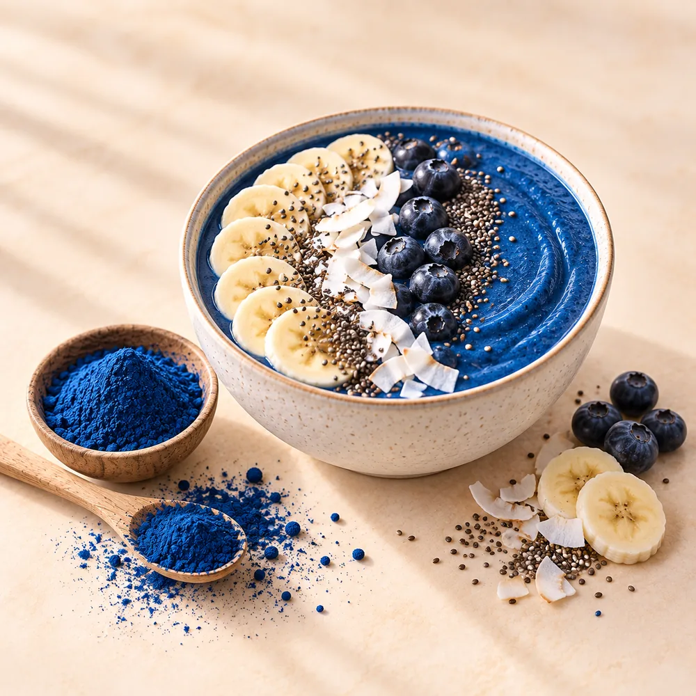 Tiefblaue Spirulina-Bowl