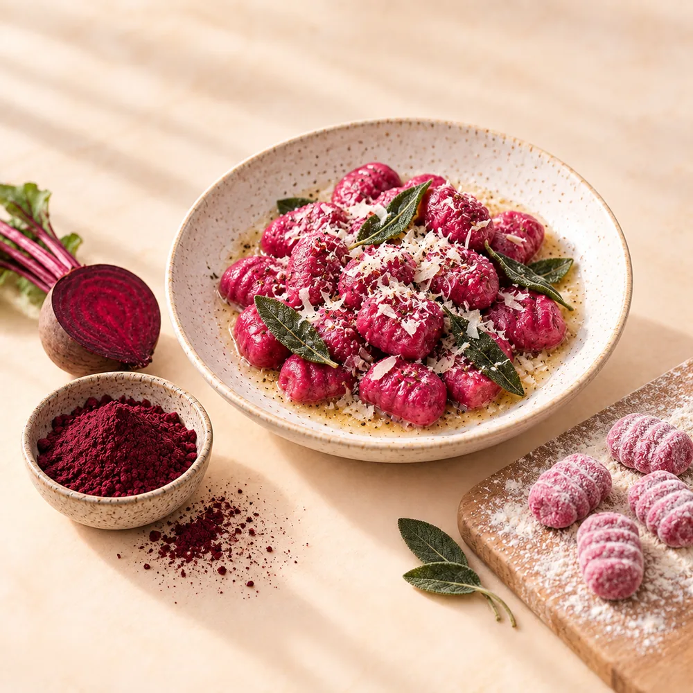 Pinke Gnocchi mit Rote-Bete-Pulver