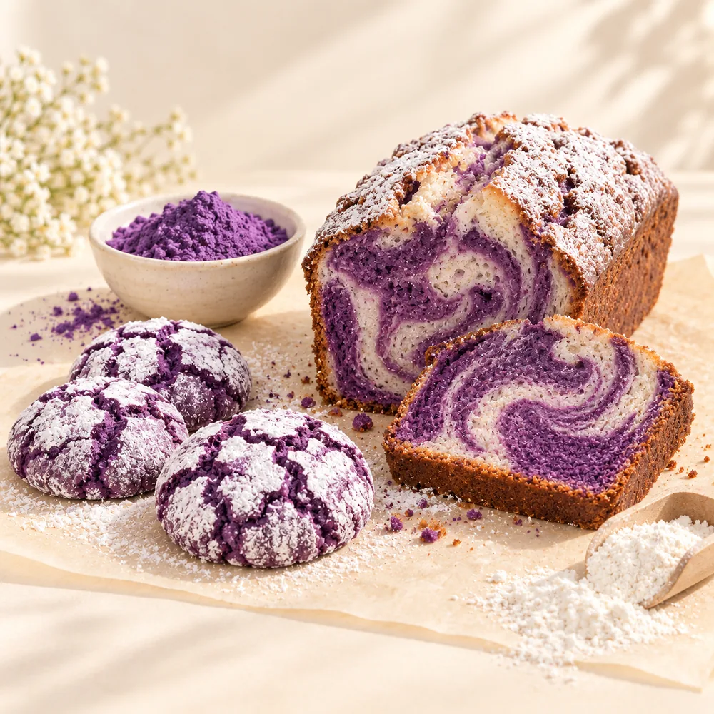 Ube-Marmorkuchen und Ube-Cookies
