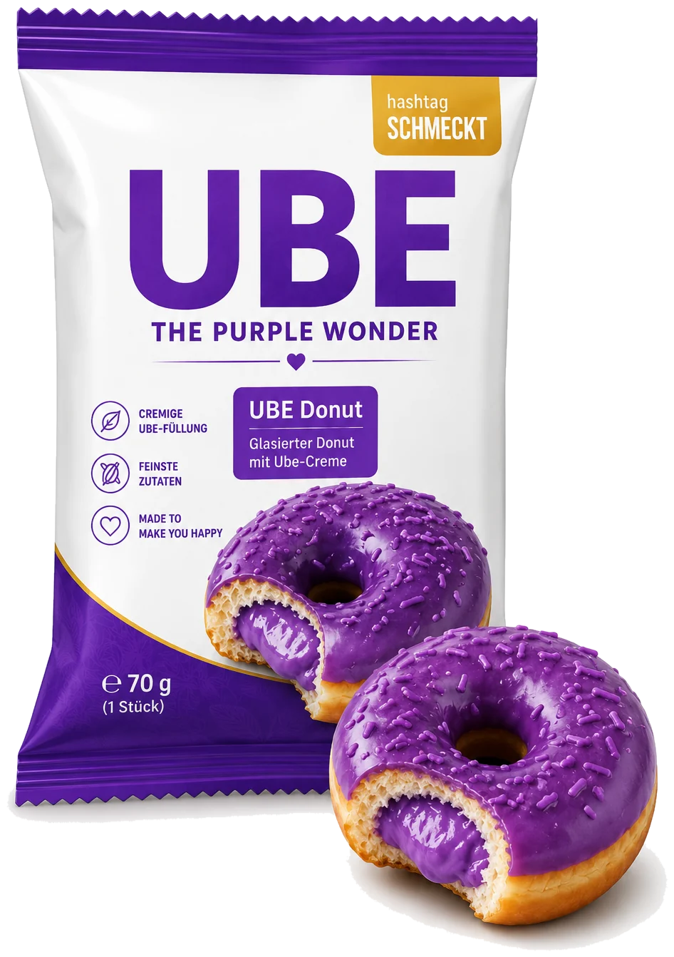 UBE Donut 70g - individually glazed purple donut