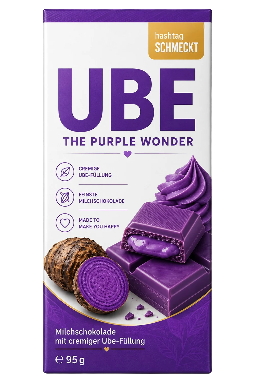 UBE Schokolade 95g - Tafel mit cremiger Ube-Füllung